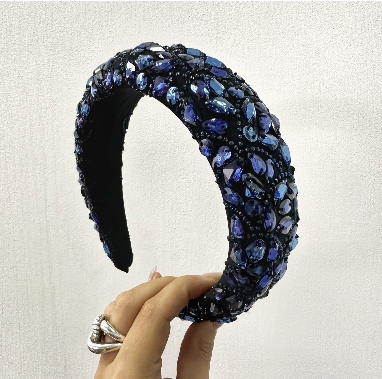 Cerchietto bombato jewels blu - Headband